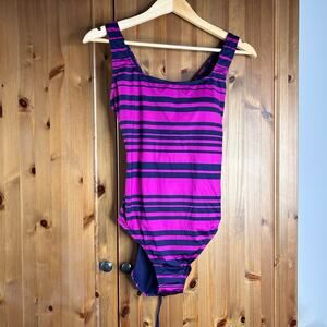 NEW Tommy Bahama Striped One Piece Swimsuit‎ Women’s 12 Pink Blue Beachy Coastal